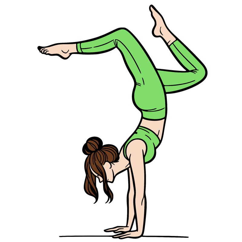 a woman doing a handstand