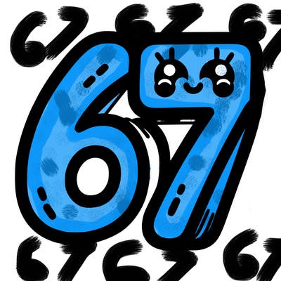 the numbers 67