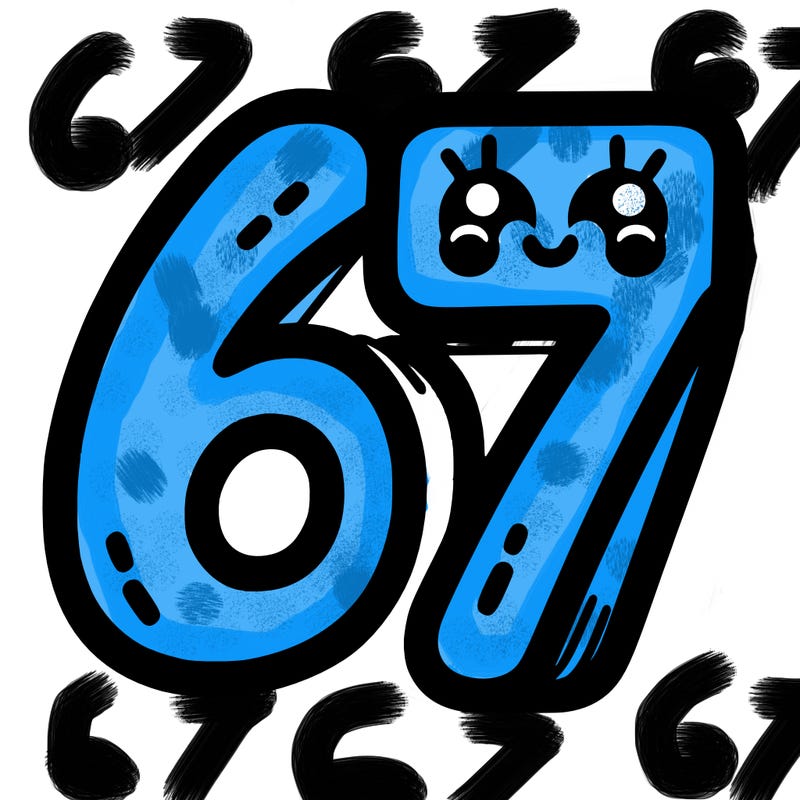 the numbers 67