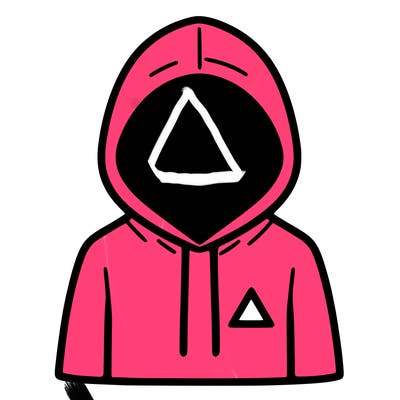 a person with non face waering a hoodie with a small triangle symbol