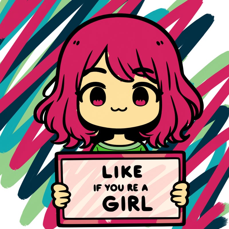 a cute girl holding a sign that says like if you’re a girl