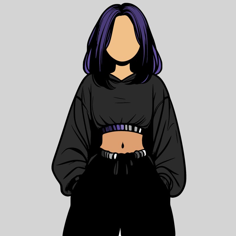 realistic girl faceless with baggy pants and a crop top