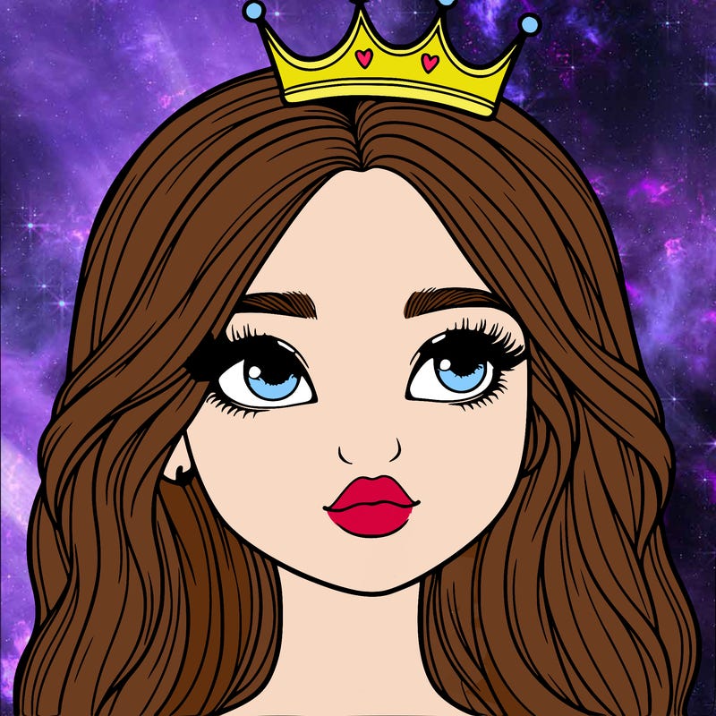 a realistic girl with a crown on