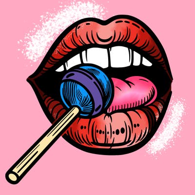 lip with lollipop
