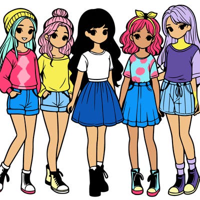 a group of five girls