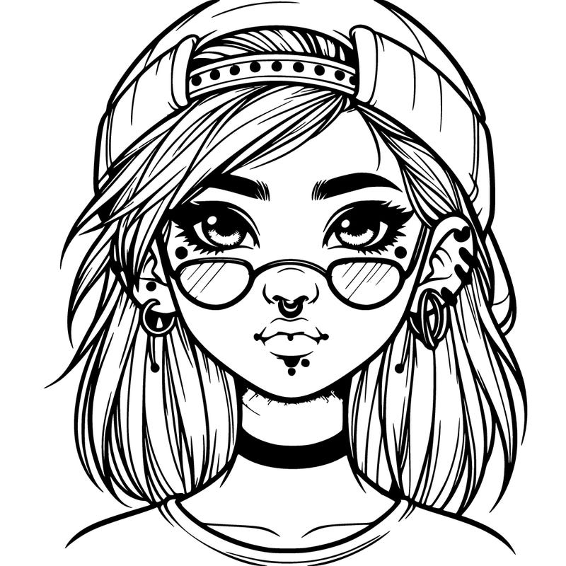realistic cool girl with piercings