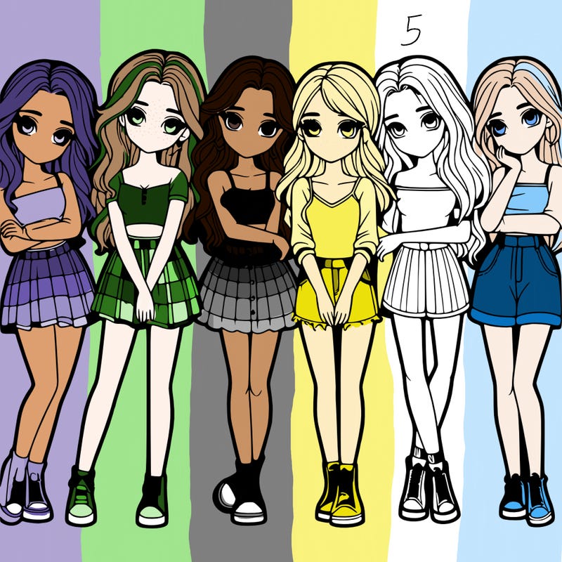 a group of girls realistic