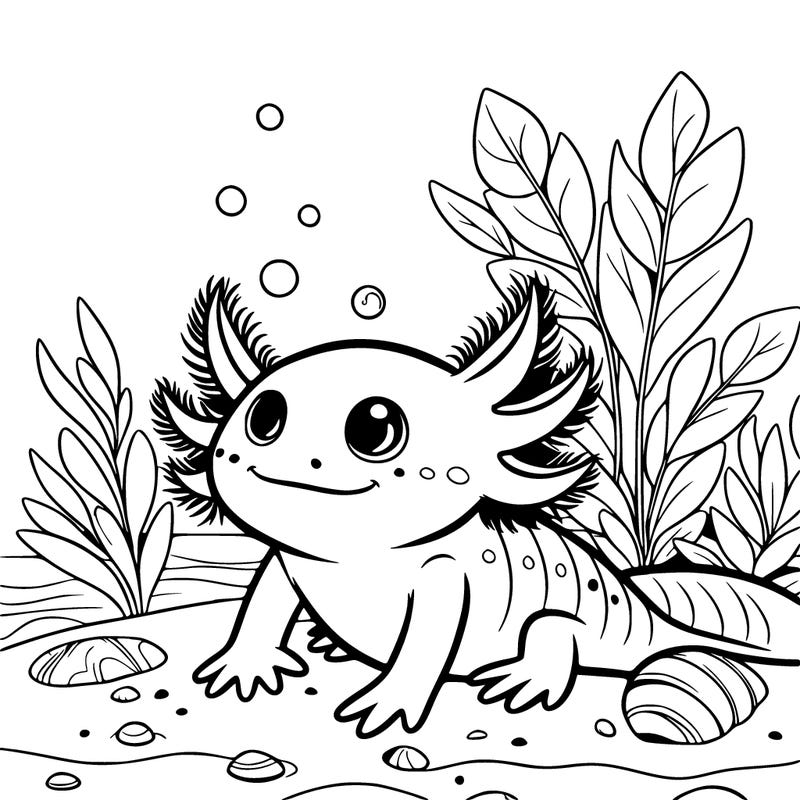 axolotl sitting on the beach