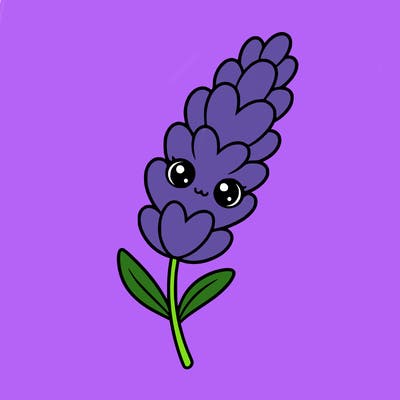 the flower lavender kawaii but cute and a little realistic