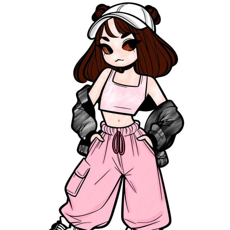 girl in crop top and baggy pants