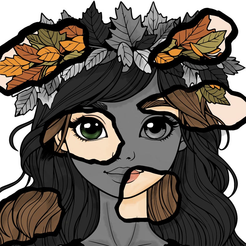 realistic girl with fall leaf crown