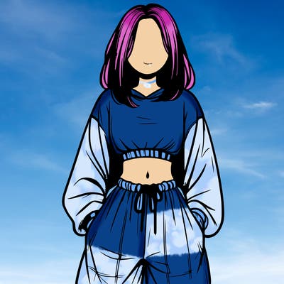 realistic girl faceless with baggy pants and a crop top