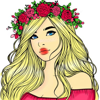 realistic girl with flower crown