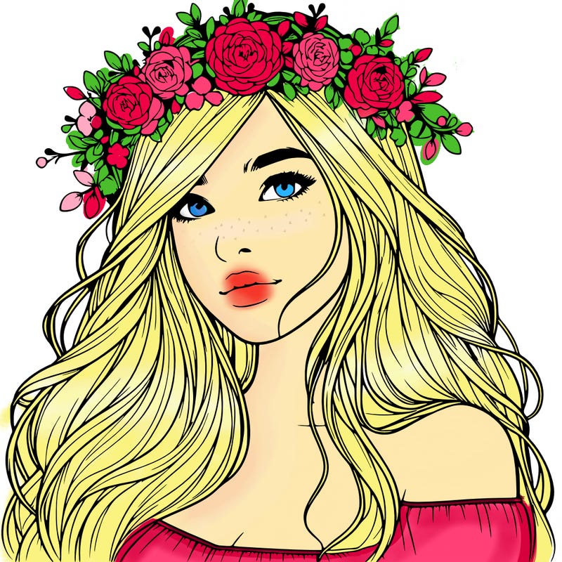 realistic girl with flower crown