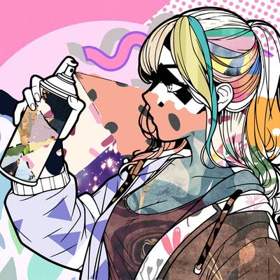 a realistic girl spray, painting