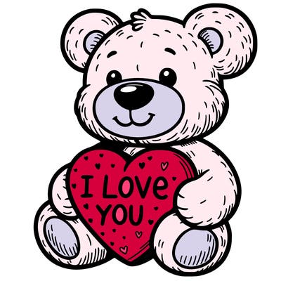 teddy bear holding an i love you heart