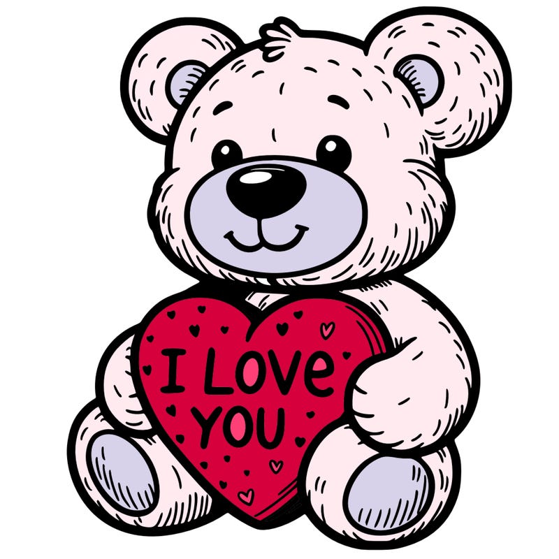 teddy bear holding an i love you heart