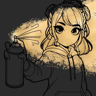 realistic girl is spray painting