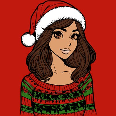 realistic lady in a christmas sweater