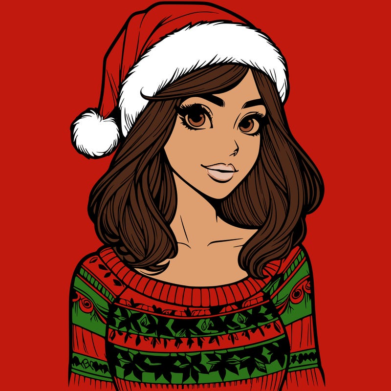 realistic lady in a christmas sweater