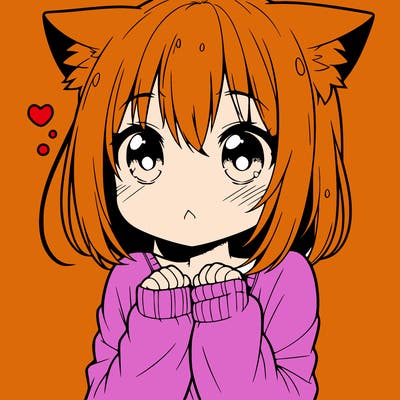 shy anime catgirl