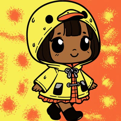 girl in a duck raincoat