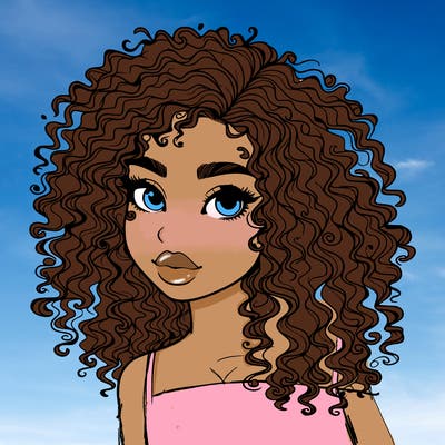 girl with curly hair realistic