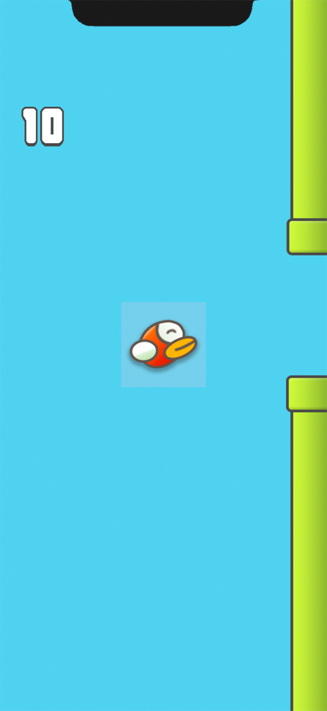 Happy Rise : No Wifi Games - A bird character avoids green obstacles in the Happy Rise mobile game