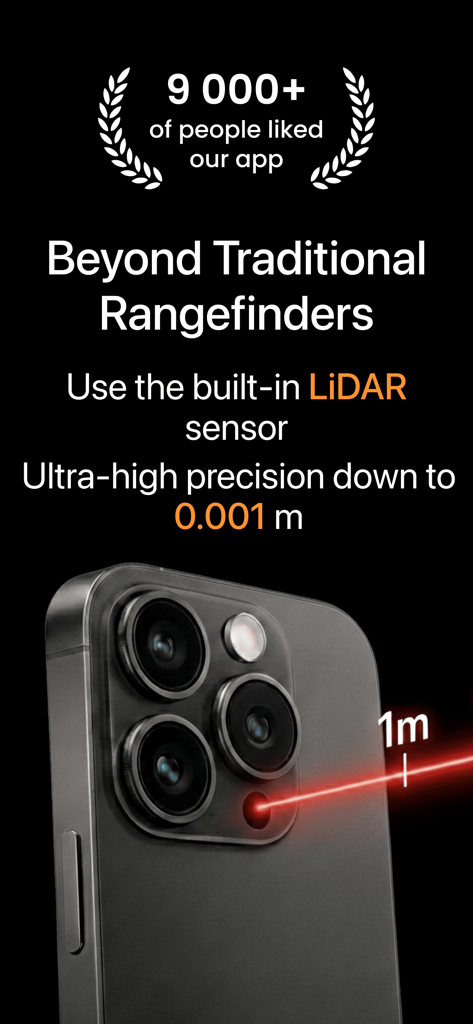 Laser Measure - High Precision - Close up of an iPhone Pro camera module with a red laser beam demonstrating LiDAR precision measurement