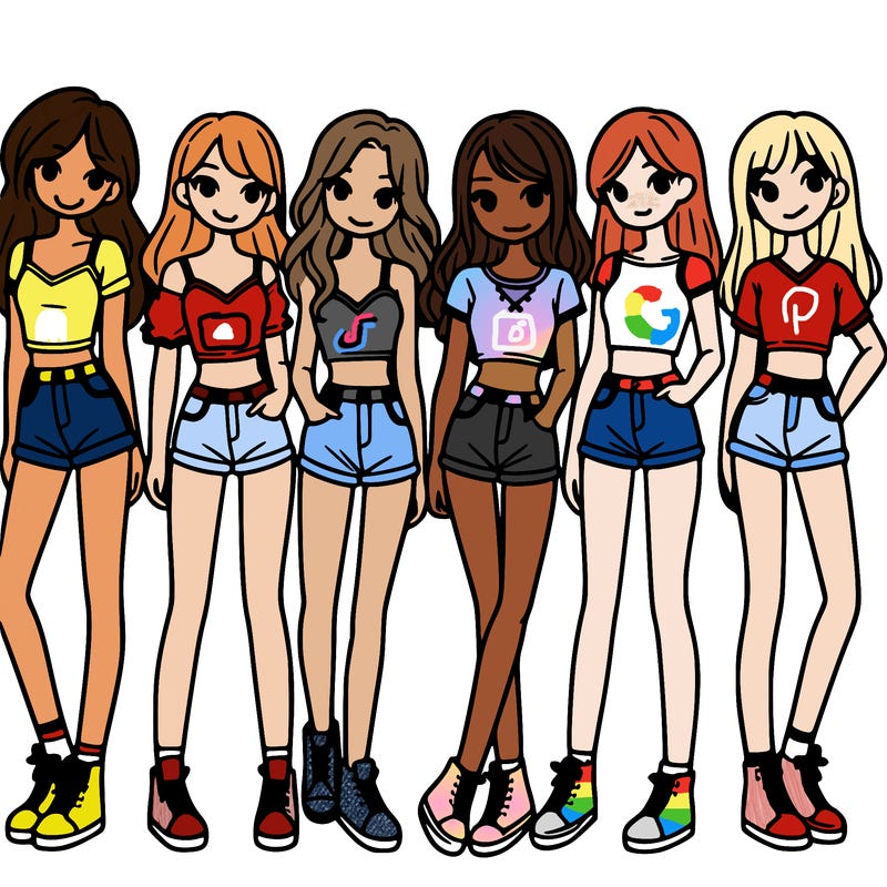 a group of girls wearing crop tops and shorts
