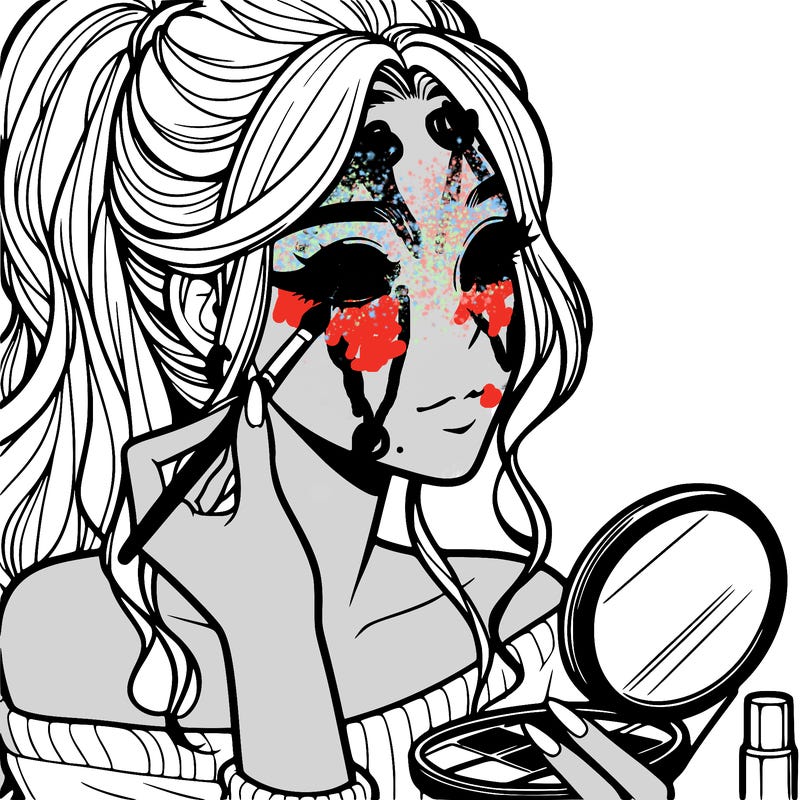 a realistic girl doing her makeup