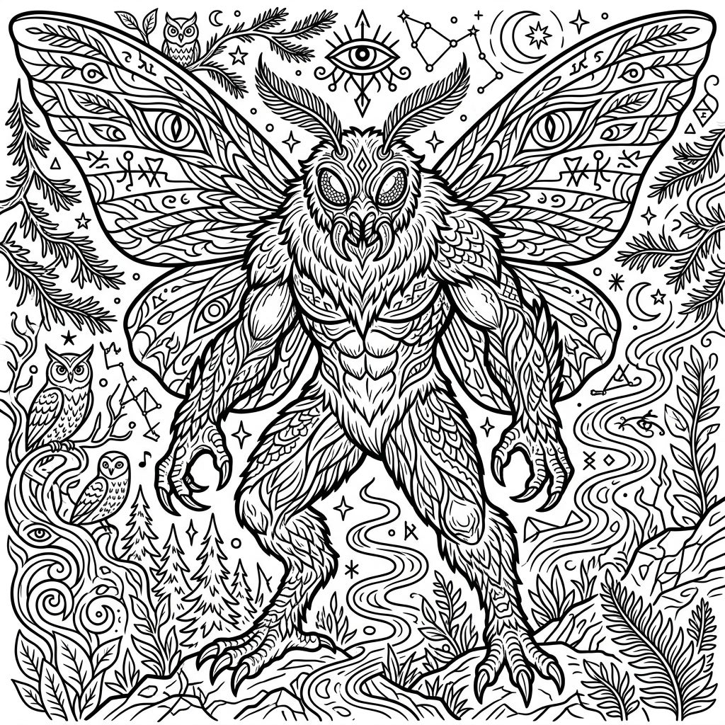6 Mothman Coloring Pages - Free Printable Cryptid Art — Color Pop