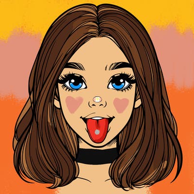 realistic girl with her tongue out