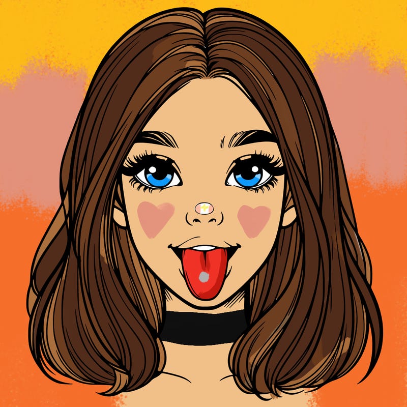 realistic girl with her tongue out