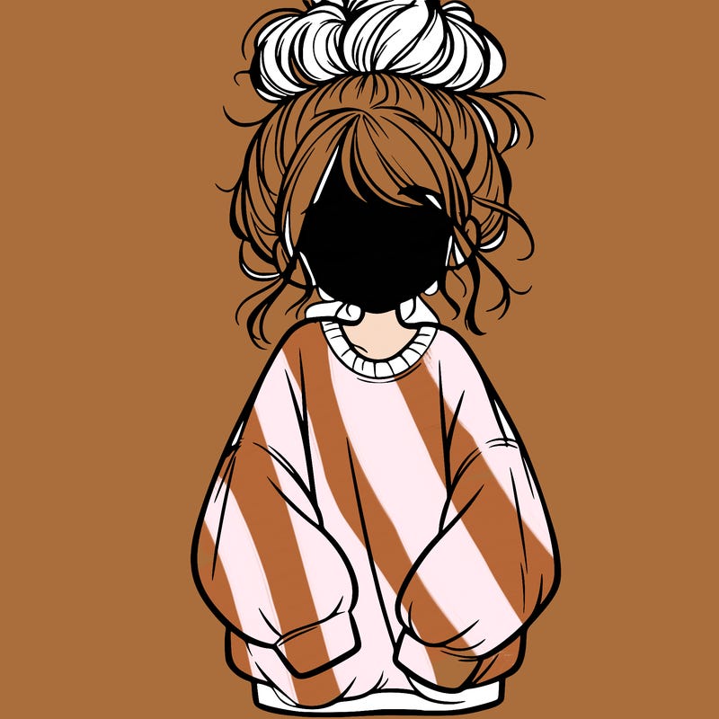 girl with baggy sweatshirt and messy bun