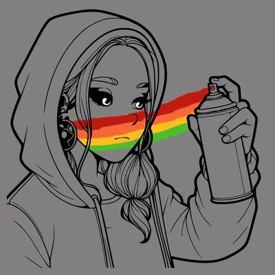 a realistic girl, spray painting