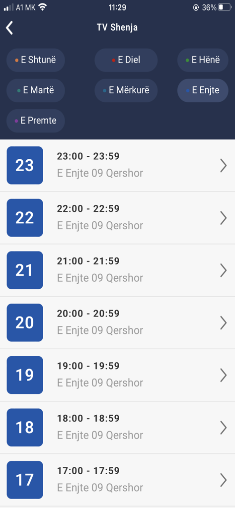 Guida ai programmi TV e archivio di recupero per i canali albanesi sull'app TvMAK
