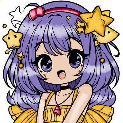 cute anime girl with star accessories