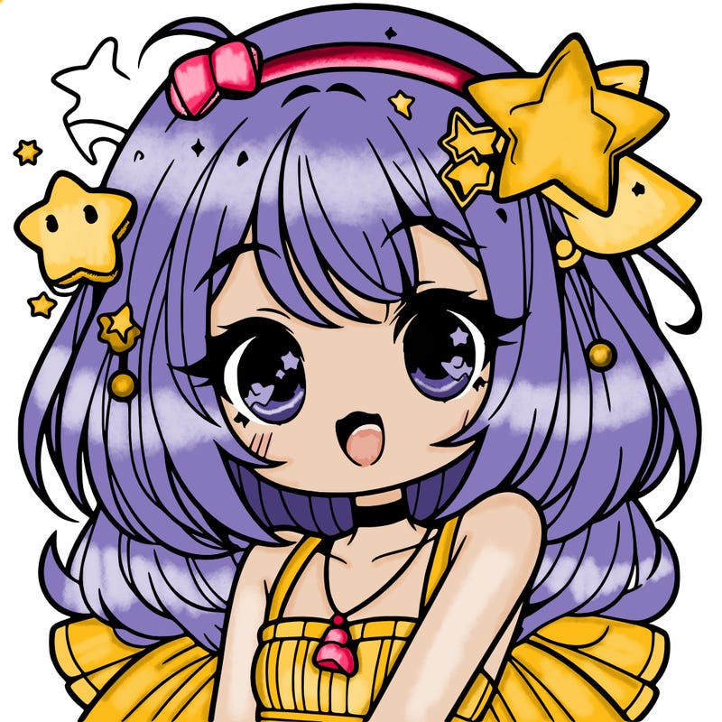 cute anime girl with star accessories