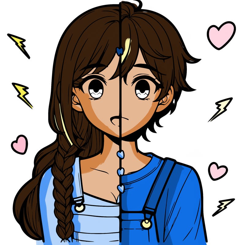 realistic girl boy split