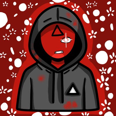 a person with non face waering a hoodie with a small triangle symbol