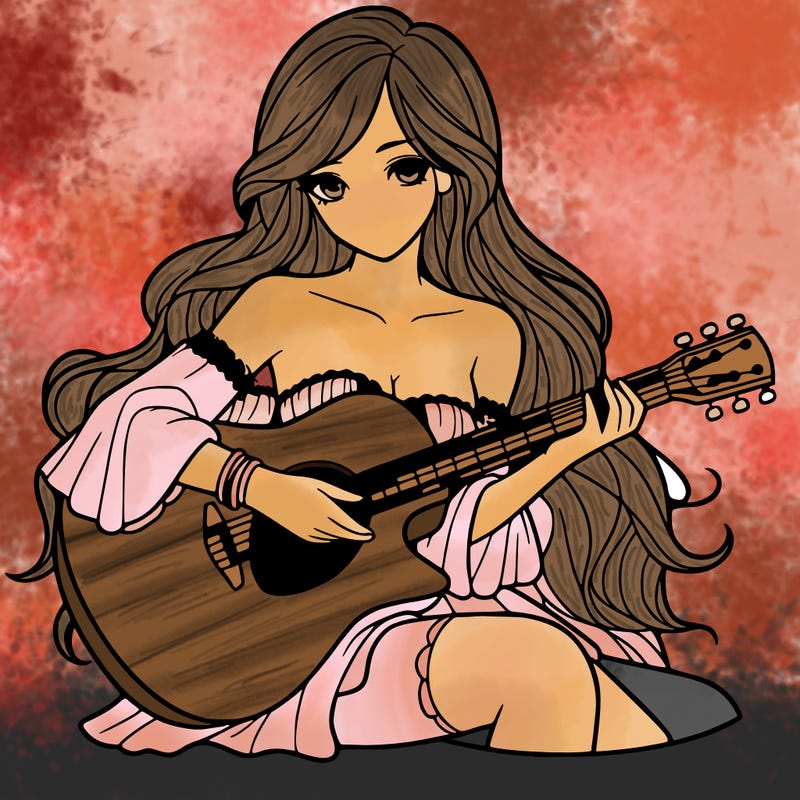 beautiful girl playing the guitar