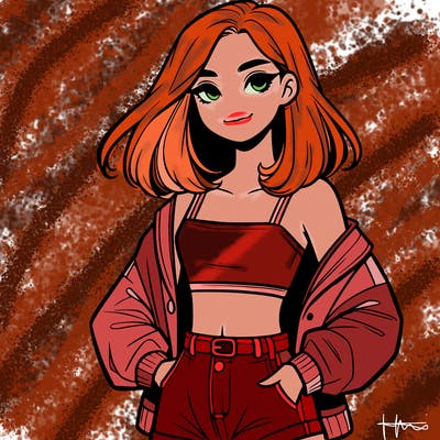 a realistic girl with a crop top and short shorts in an open jacket