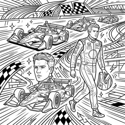 Get ready to race with our thrilling IndyCar Drivers coloring page, featuring high-speed action and dynamic racer portraits. This intricate design is perfect for teens looking to challenge their coloring skills and bring the world of open-wheel racing to life.