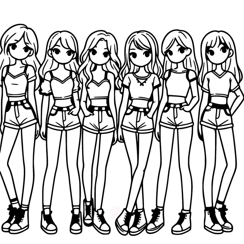 a group of girls wearing crop tops and shorts