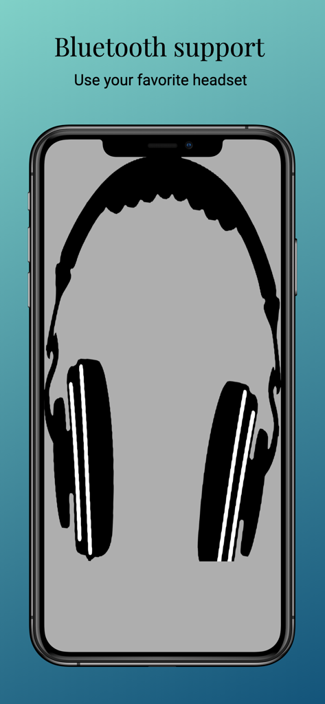 Smart Recorder and transcriber - Smart Recorder app screenshot highlighting Bluetooth headset support for wireless recording and playback.