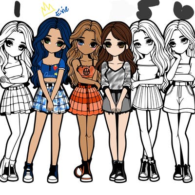 a group of girls realistic