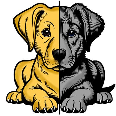 realistic dog split picture