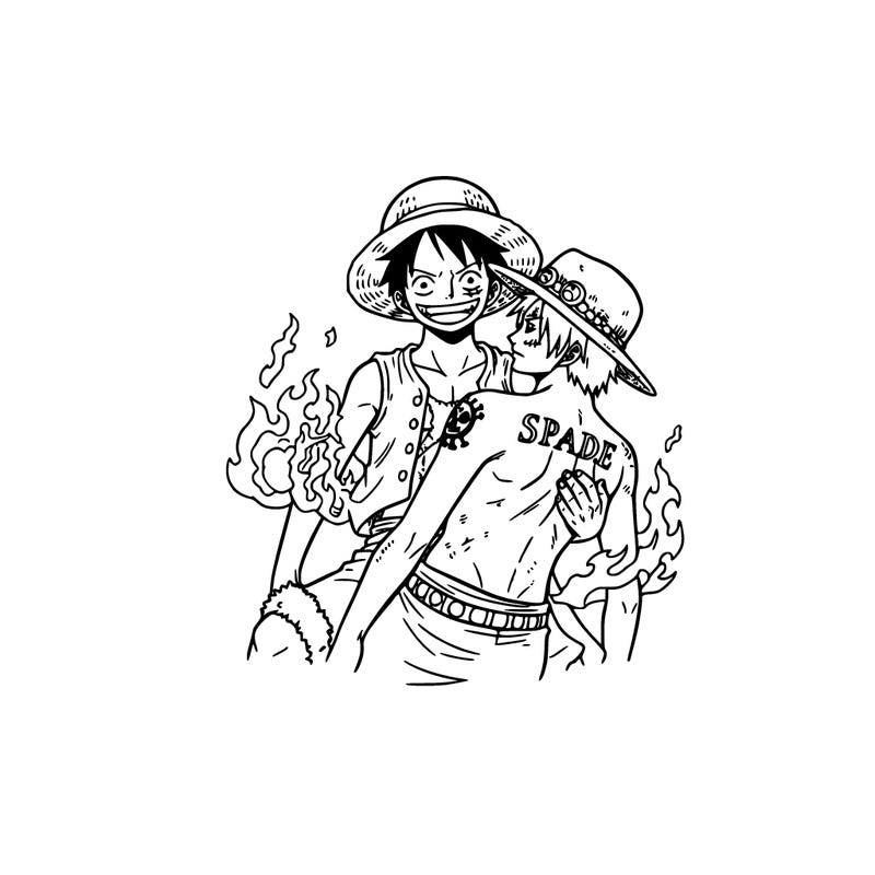make monkey d. luffy from one piece holding porgas d. ace