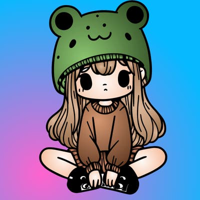 a girl wearing a frog hat and some frog socks